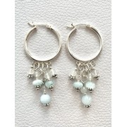 049 anneaux argent sterling aigue marine, quartz rose